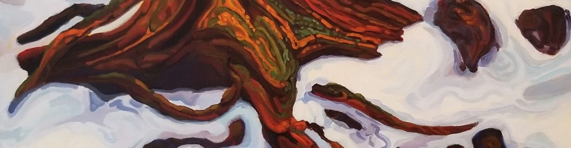 An artwork about the snow melting in the forest by Linda Lovisa.