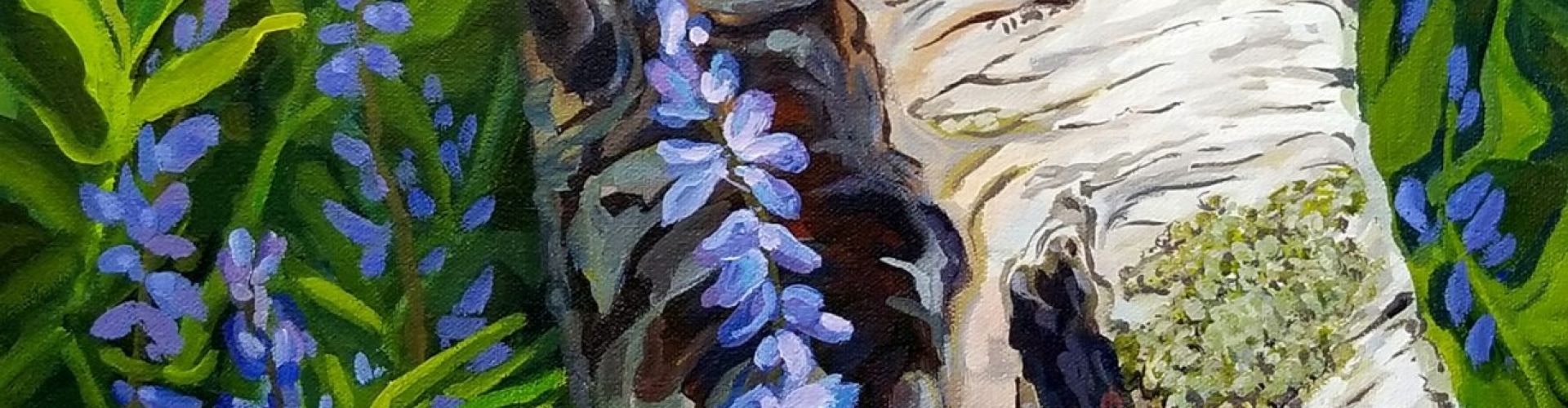 Lupine and the Birch painting by Linda Lovisa