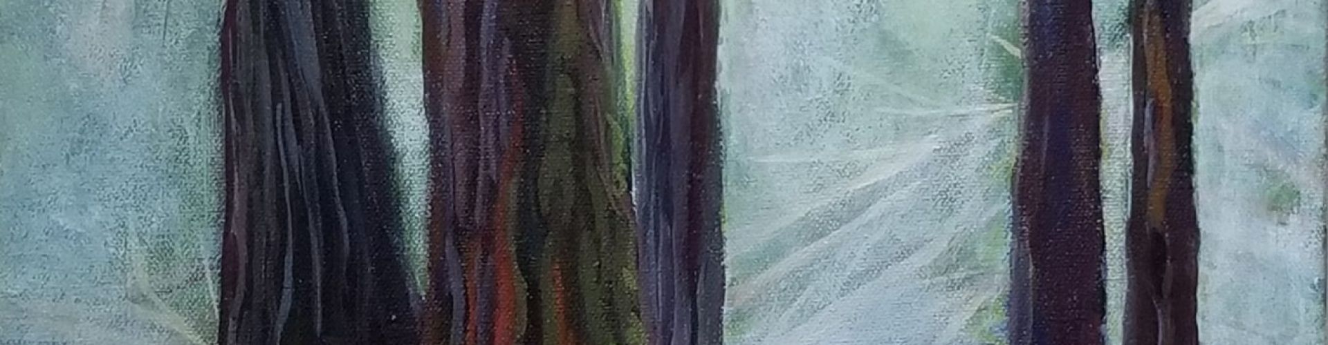 Misty, Old Growth Forest in Monashee Provincial Park painting by Linda Lovisa